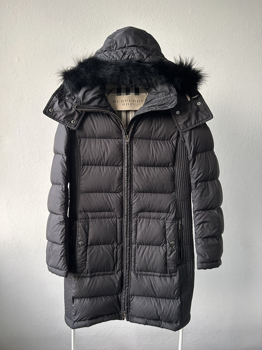 Burberry long hooded puffer coat