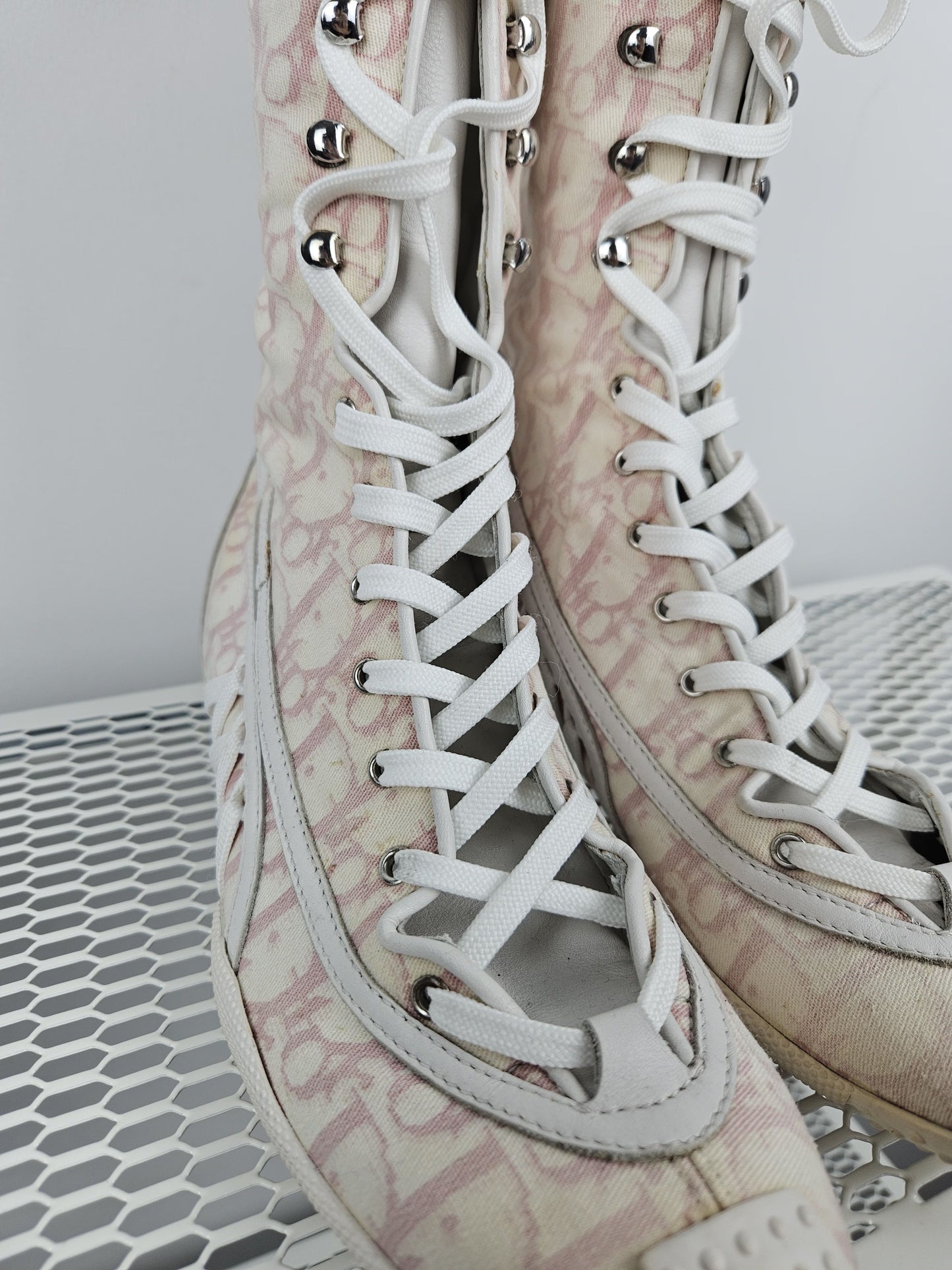 Vintage y2k dior monogram knee height lace up boots
