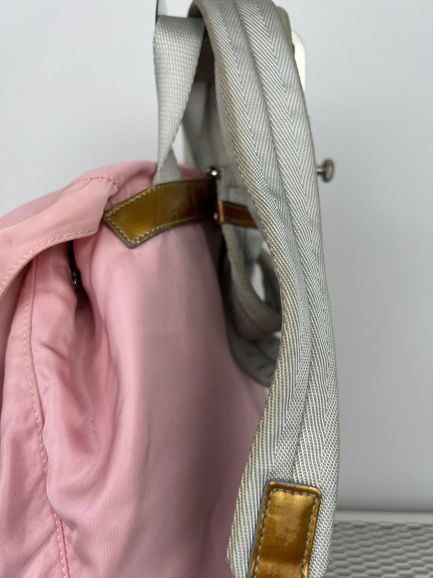 Prada nylon triangle logo pink backpack