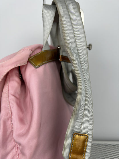 Prada nylon triangle logo pink backpack