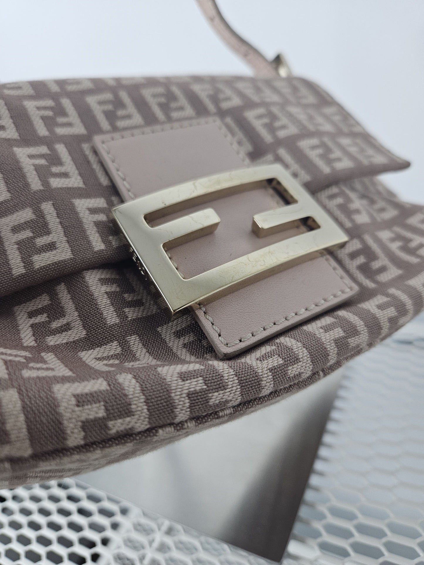 Fendi zucca monogram canvas mini baguette