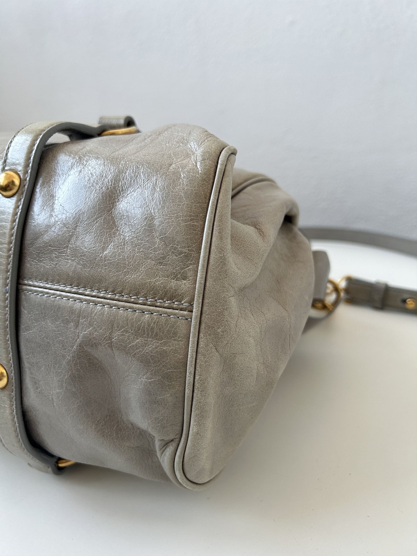 Miu miu vitello bow bag in blueish gray