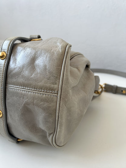 Miu miu vitello bow bag in blueish gray