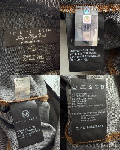 SS2016 Philipp Plein Marlon denim shirt Acapulco blue