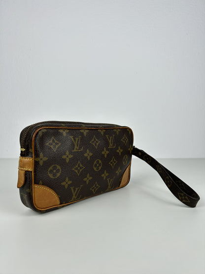 Vintage 80s Louis Vuitton marly dragonne monogram wristlet clutch bag