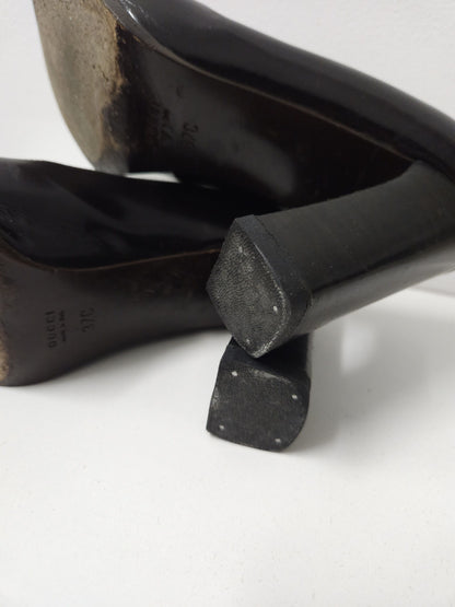 Archive Gucci square toe block heel pumps mules