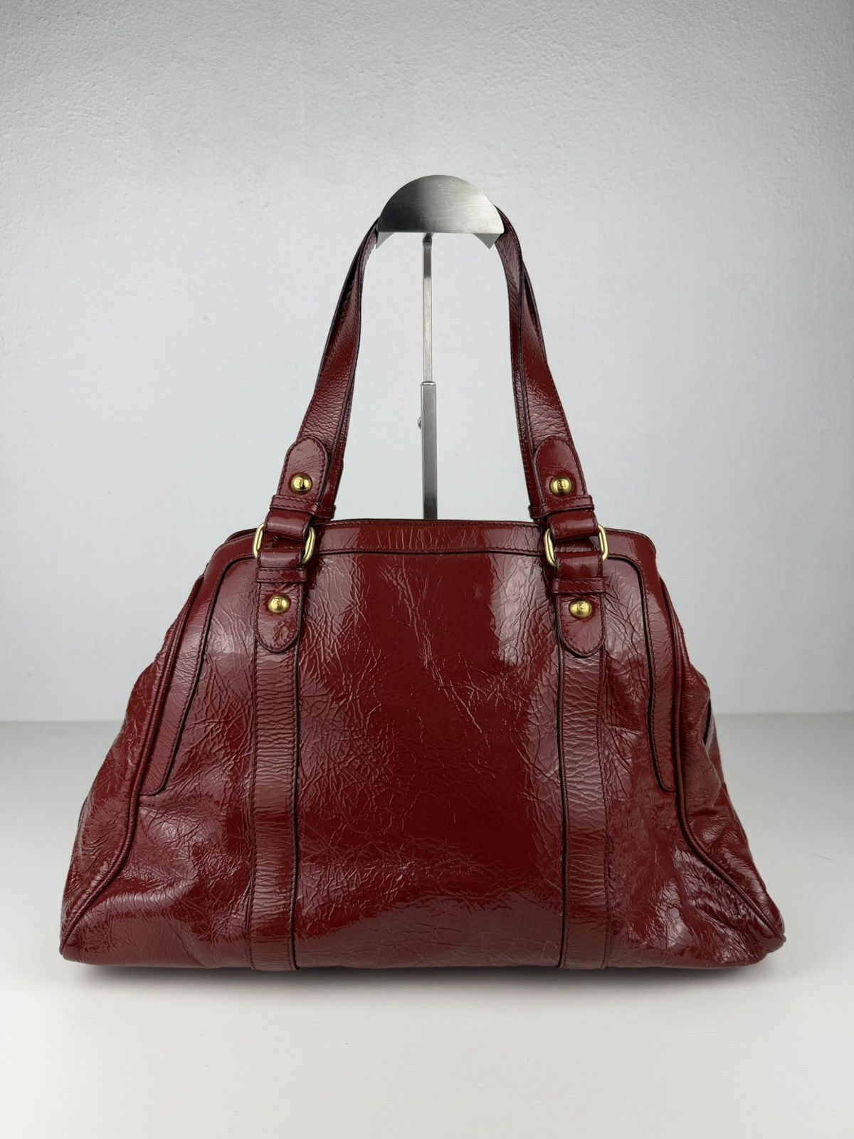 Fendi crinkled patent leather de jour handbag large