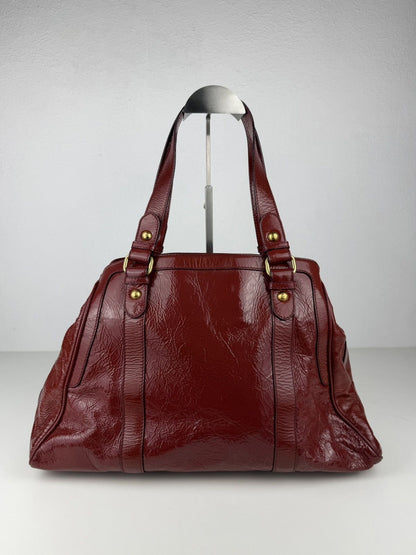 Fendi crinkled patent leather de jour handbag large