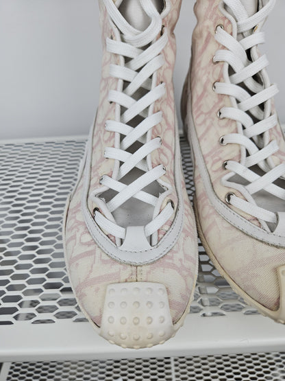 Vintage y2k dior monogram knee height lace up boots