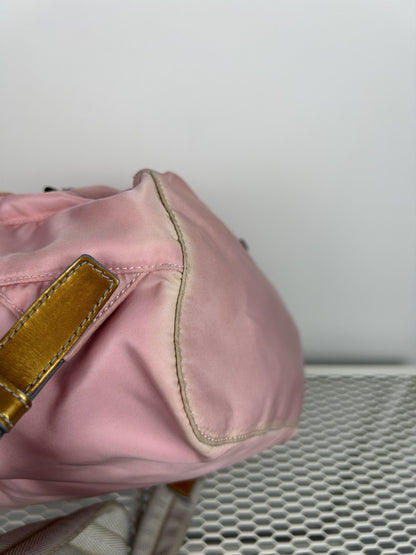 Prada nylon triangle logo pink backpack