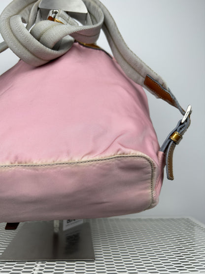 Prada nylon triangle logo pink backpack