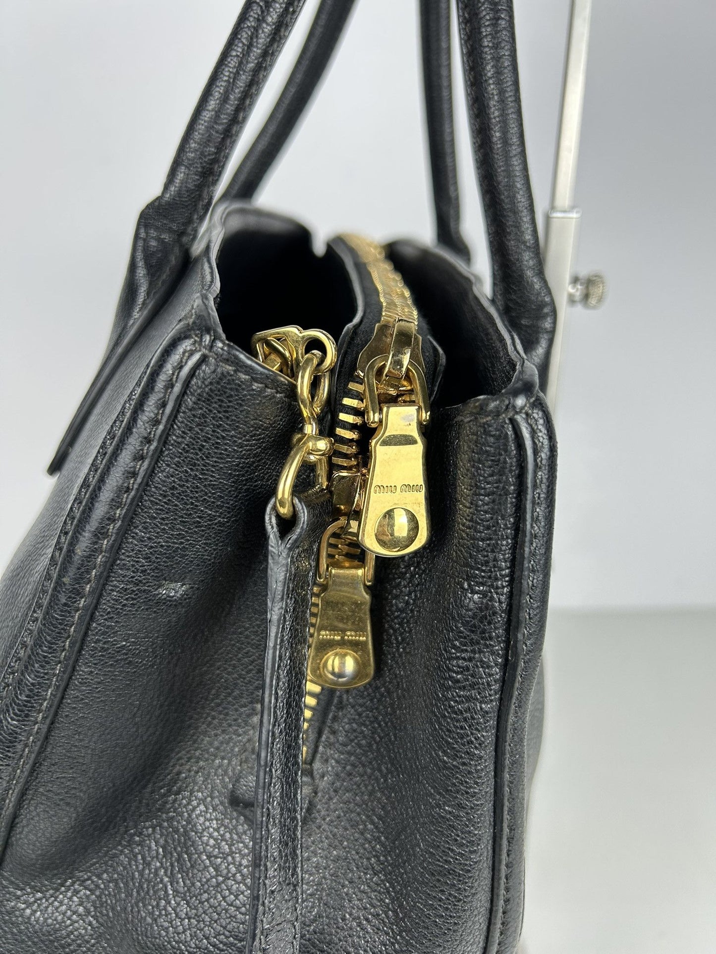 Miu miu madras leather tote bag