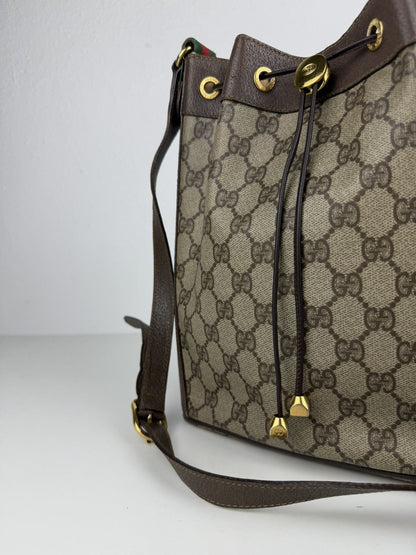 Vintage 80s Gucci monogram drawstring bucket bag