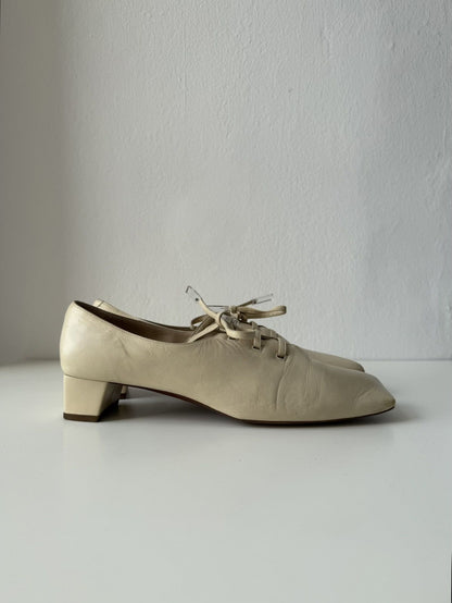 Vintage Louis Vuitton square toe block heel flats