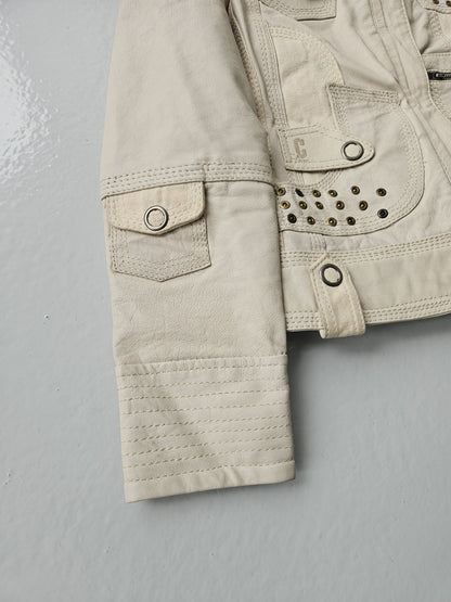 Archive y2k multipocket high collar leather jacket