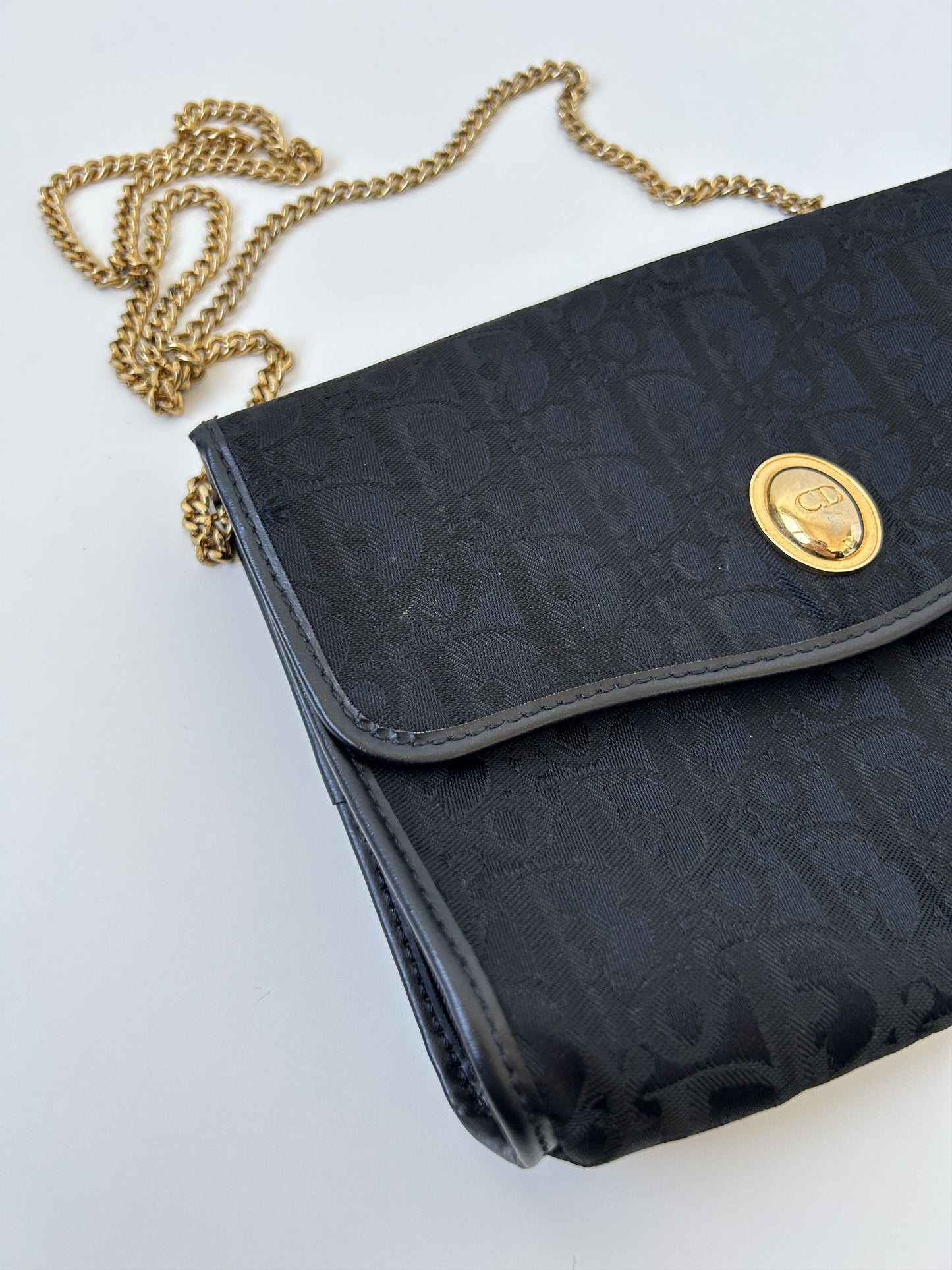 80s Dior trotter oblique monogram canvas chain shoulder bag