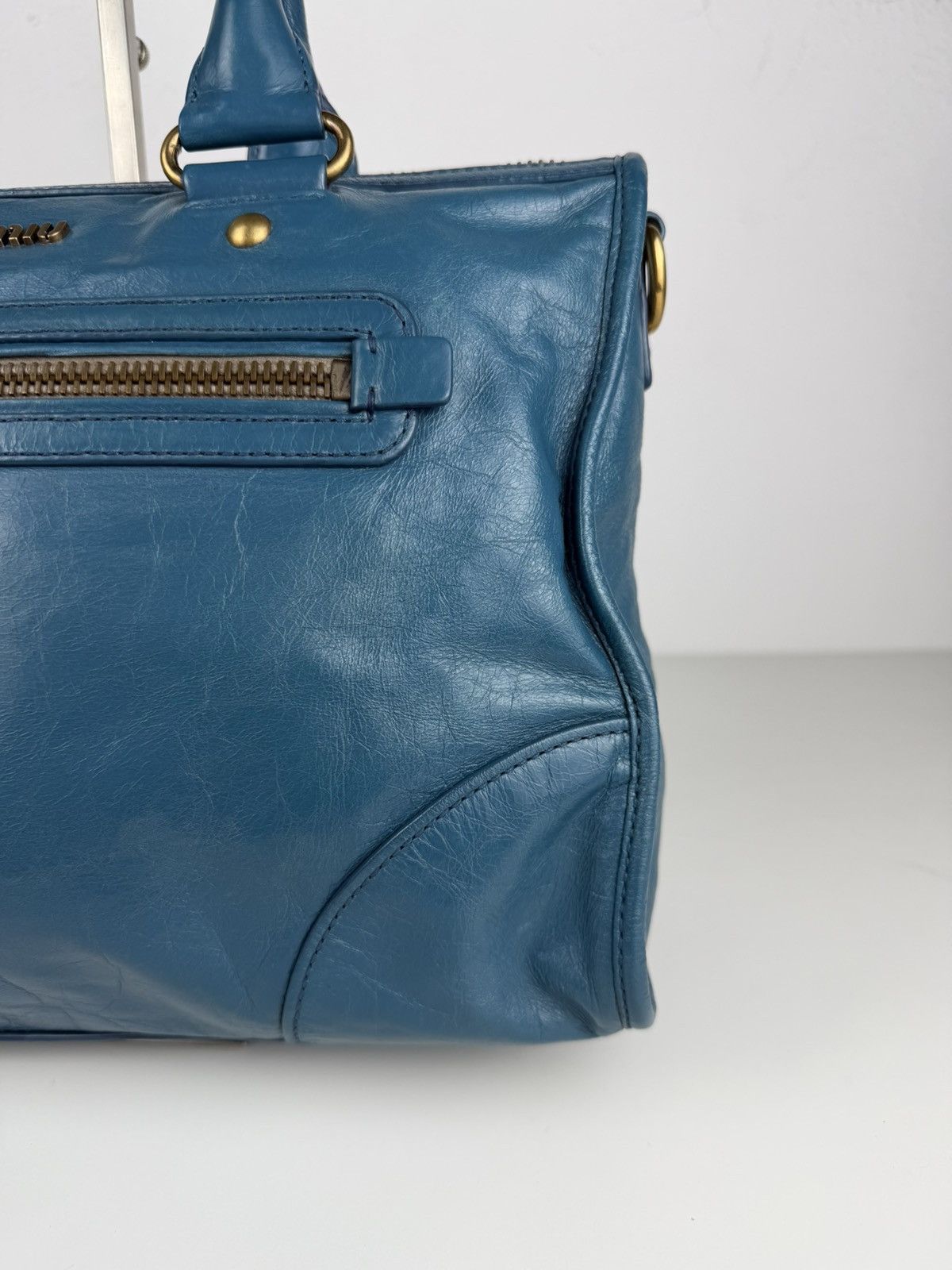 Miu miu vitello lux top zip handbag in turquoise
