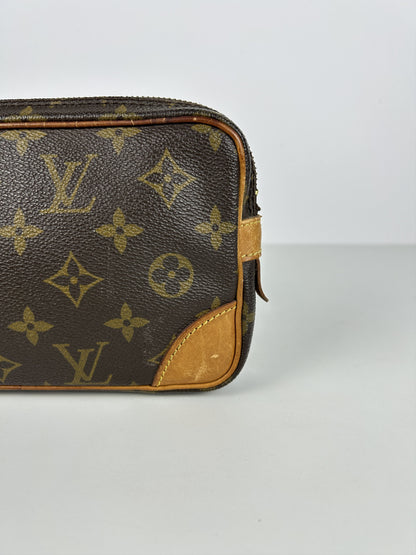 Vintage 80s Louis Vuitton marly dragonne monogram wristlet clutch bag