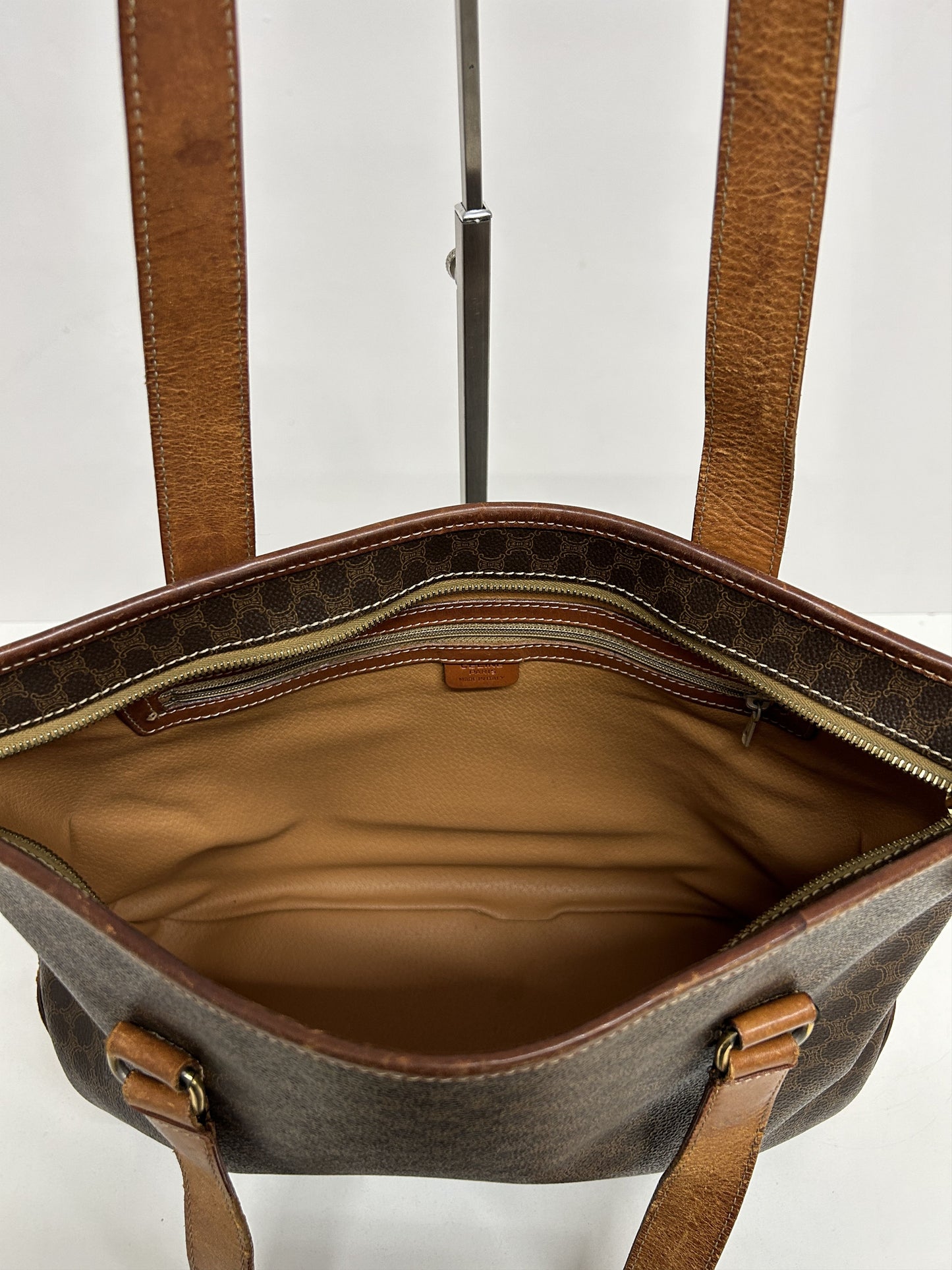 Vintage 90s Celine macadam top zip tote bag