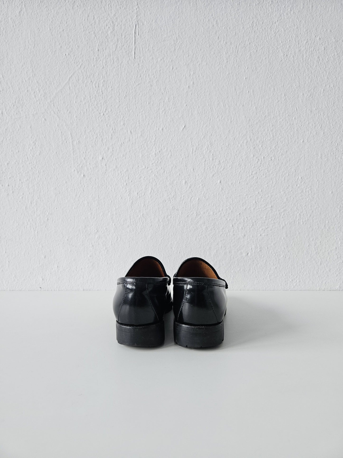 Vintage Gucci notched sole patent leather horsebit loafers