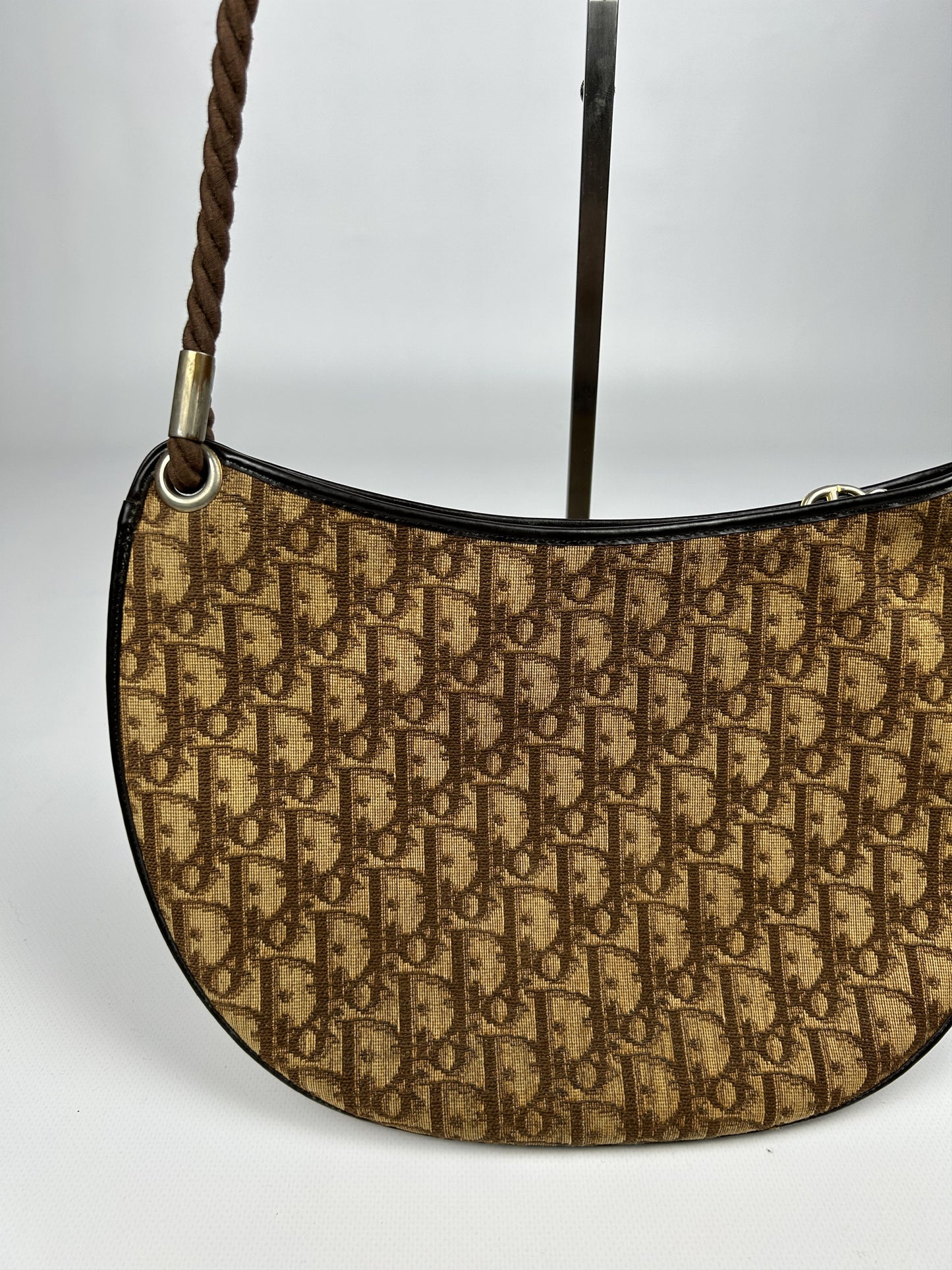 Vintage 80s Dior trotter oblique monogram rope shoulder bag