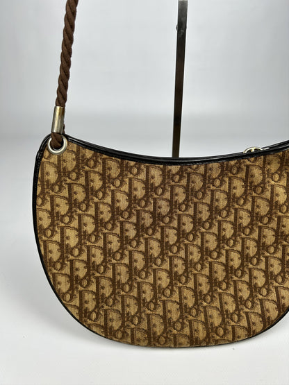 Vintage 80s Dior trotter oblique monogram rope shoulder bag