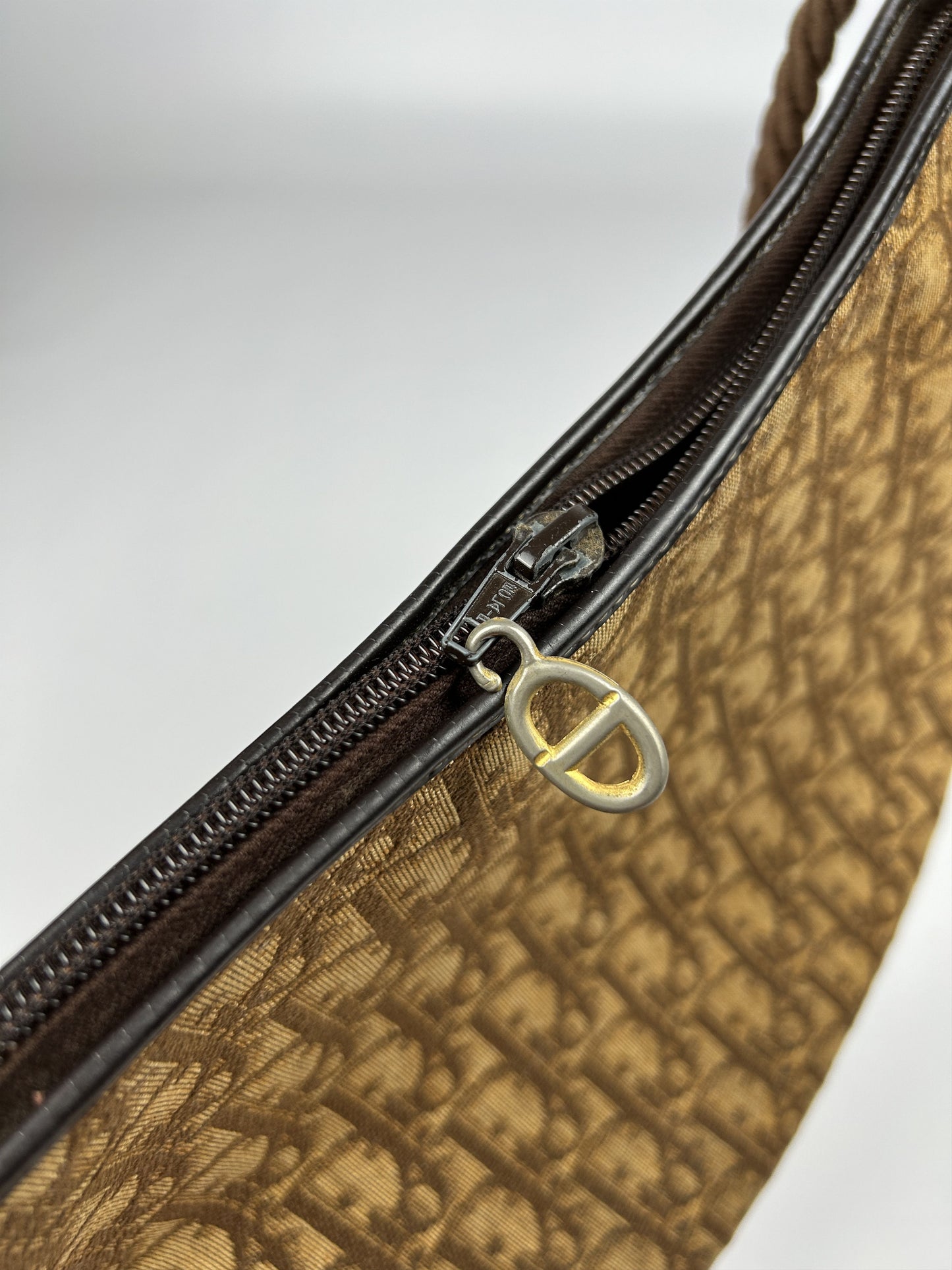 Vintage 80s Dior trotter oblique monogram rope shoulder bag