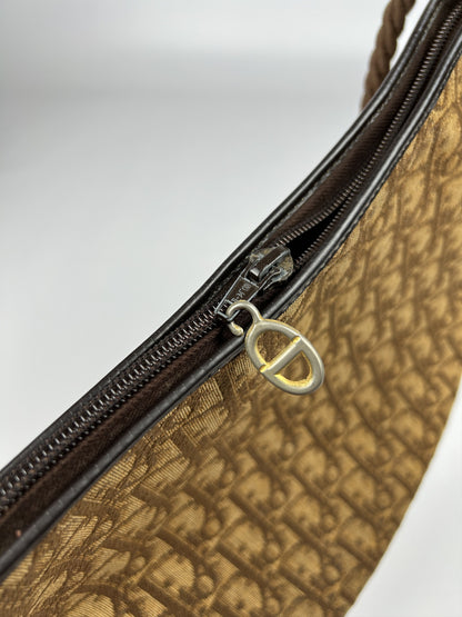 Vintage 80s Dior trotter oblique monogram rope shoulder bag