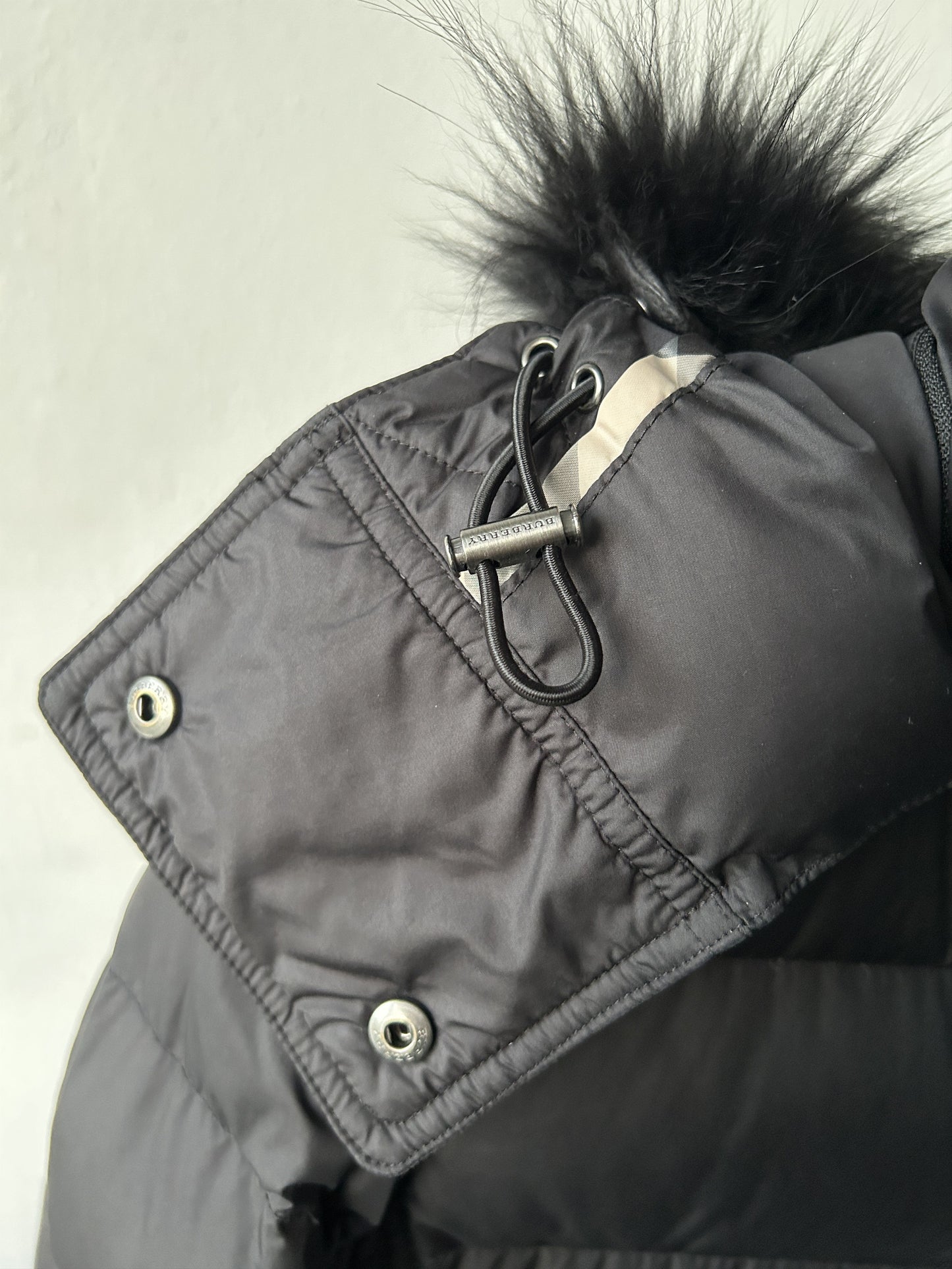 Burberry long hooded puffer coat