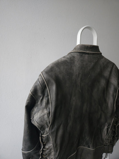 Vintage distressed ramones biker leather jacket