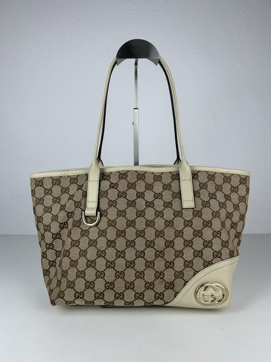 Gucci GG monogram canvas and leather shopper bag