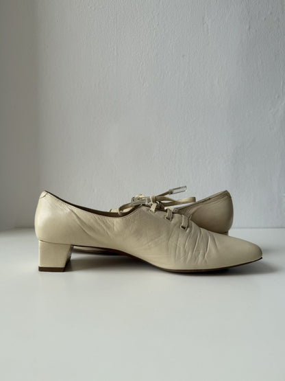 Vintage Louis Vuitton square toe block heel flats