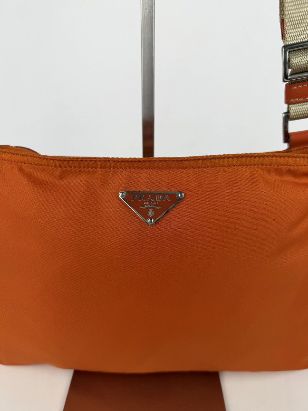 Vintage prada nylon triangle logo shoulder/ crossbody bag