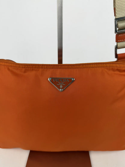 Vintage prada nylon triangle logo shoulder/ crossbody bag