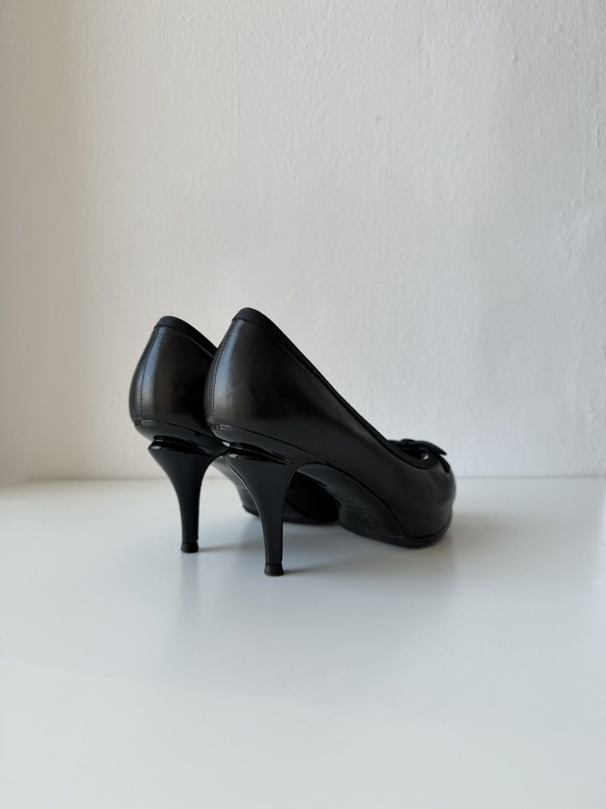 Chanel open toe pumps with bow