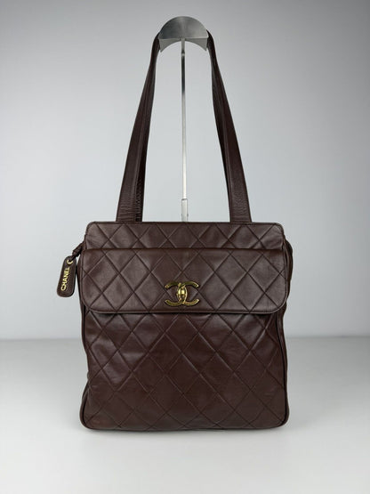 1996 Chanel CC turnlock matelasse quilted lambskin tote