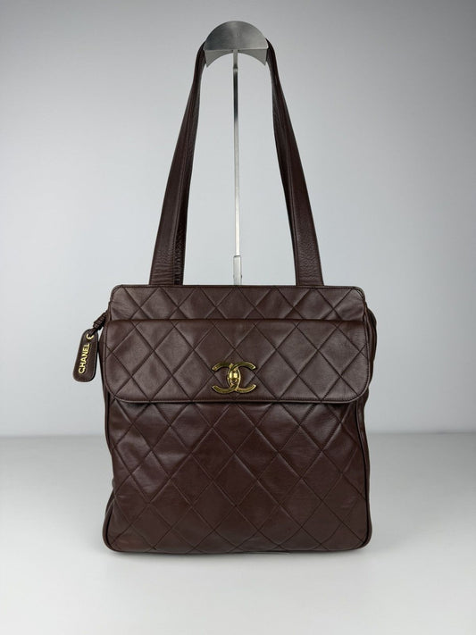 1996 Chanel CC turnlock matelasse quilted lambskin tote