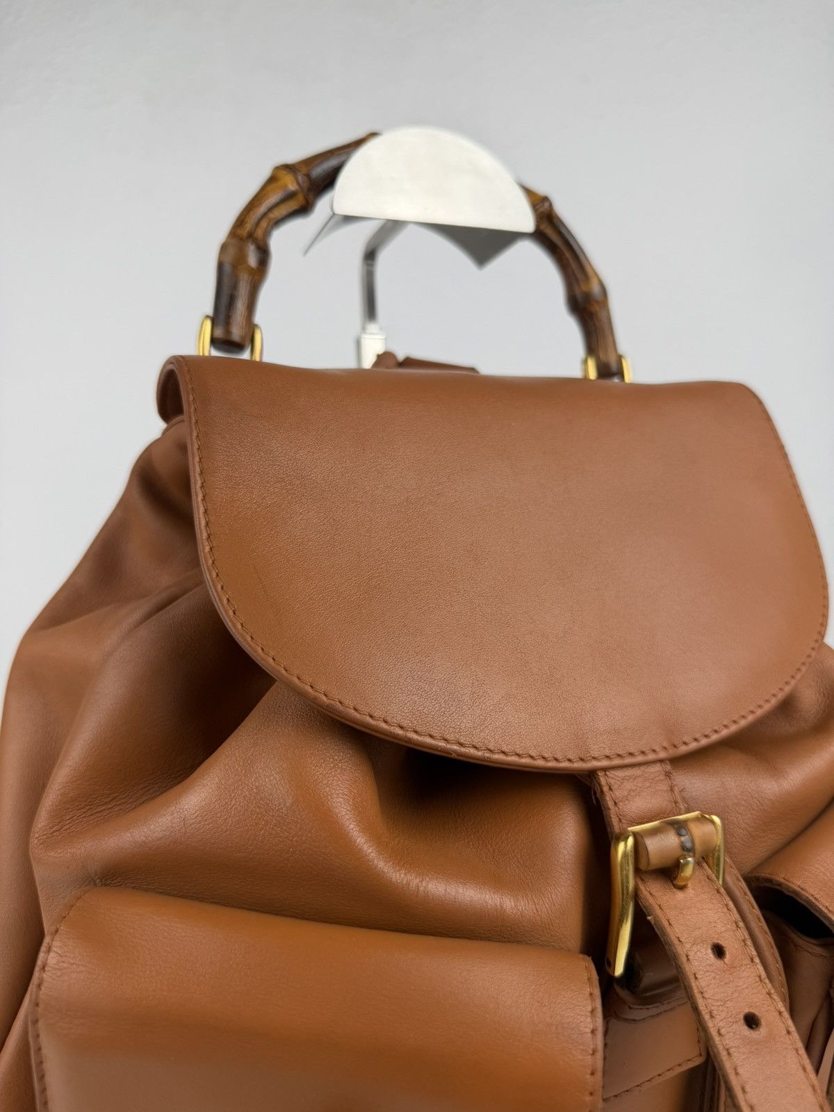 Vintage 80s Gucci bamboo cargo backpack