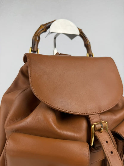 Vintage 80s Gucci bamboo cargo backpack