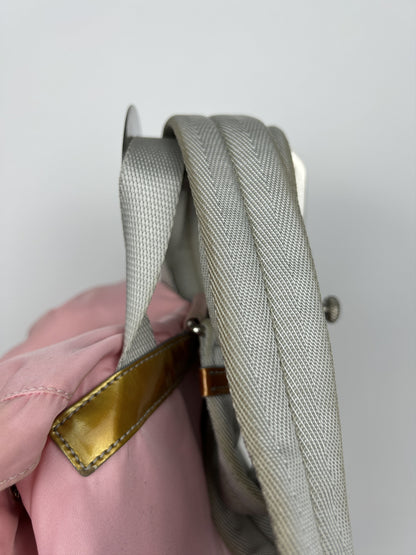 Prada nylon triangle logo pink backpack