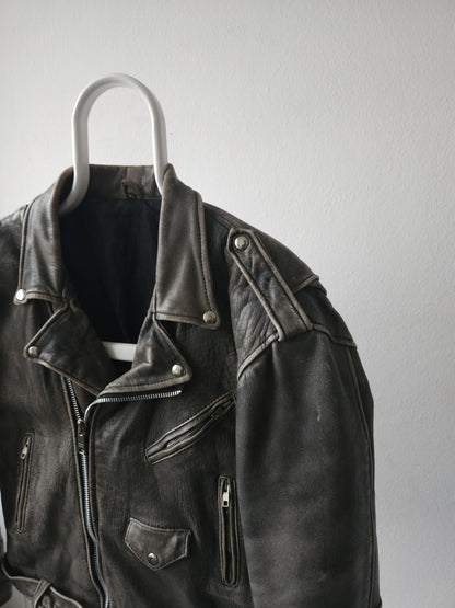 Vintage distressed ramones biker leather jacket