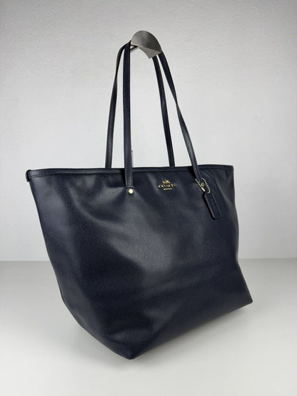Coach crossgrain leather taxi tote dark navy