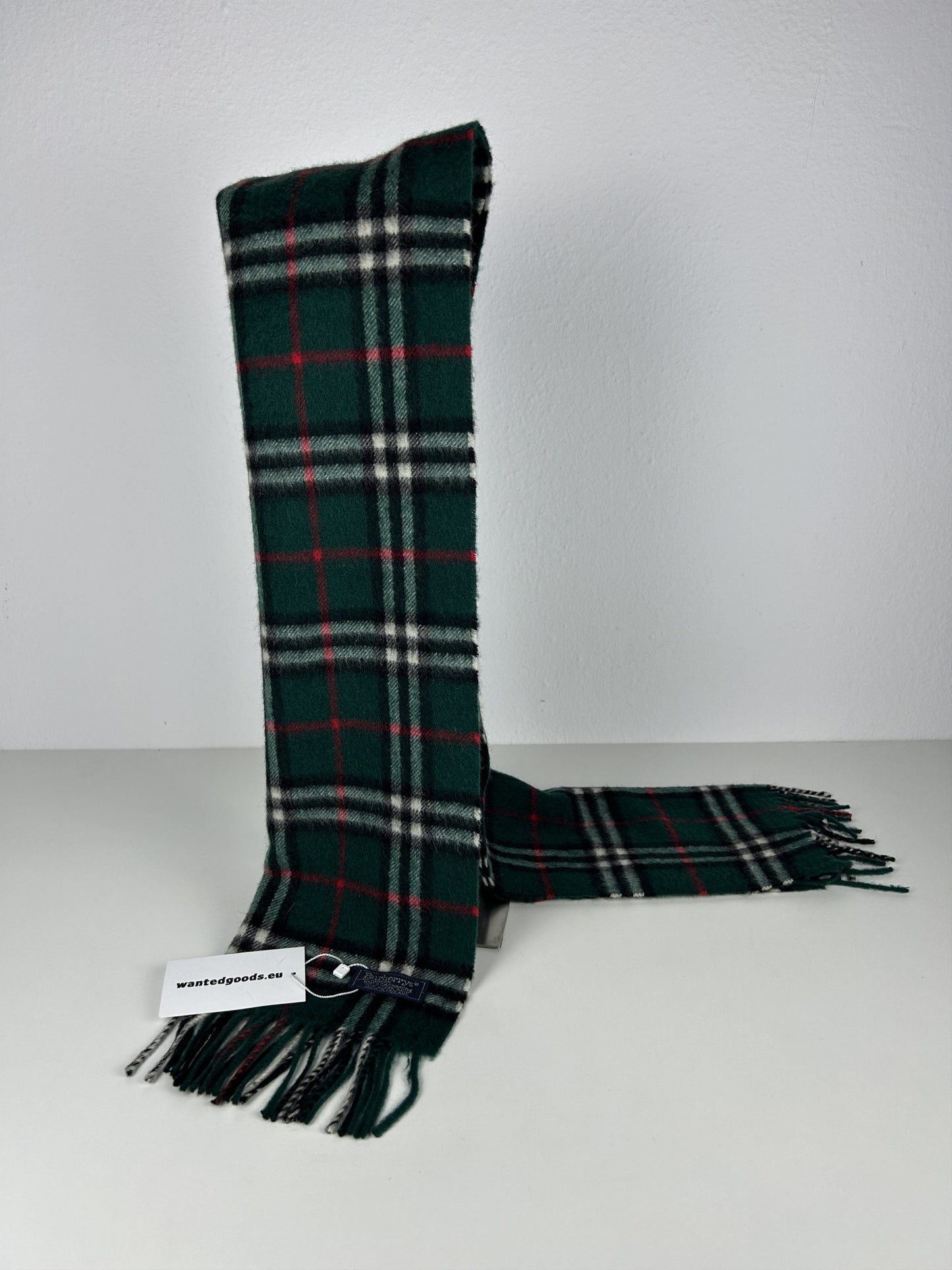 Vintage Burberry green nova check cashmere scarf