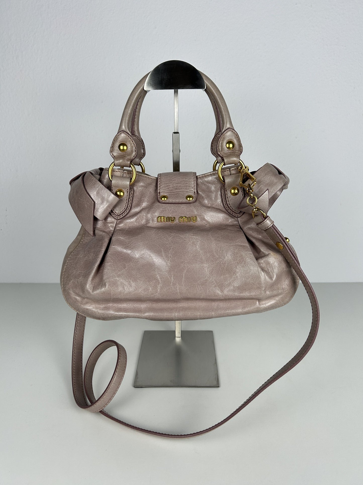 Miu miu mini bow bag in dusty pink