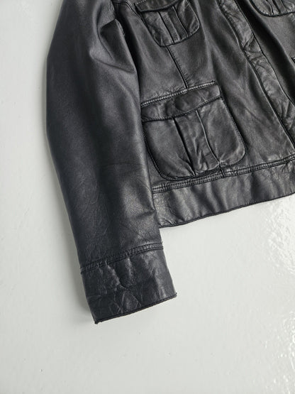 Archive y2k multipocket cropped lambskin leather jacket
