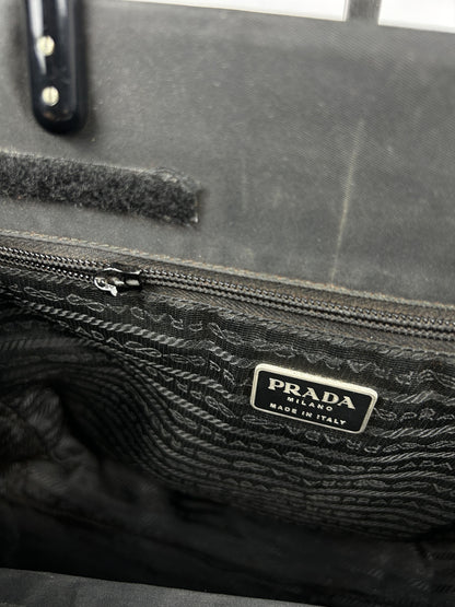 Vintage y2k prada nylon triangle logo plastic handle bag