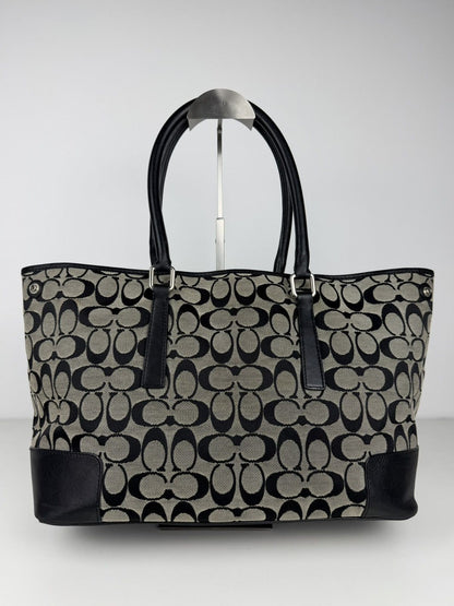 Coach signature leather and canvas tote bag