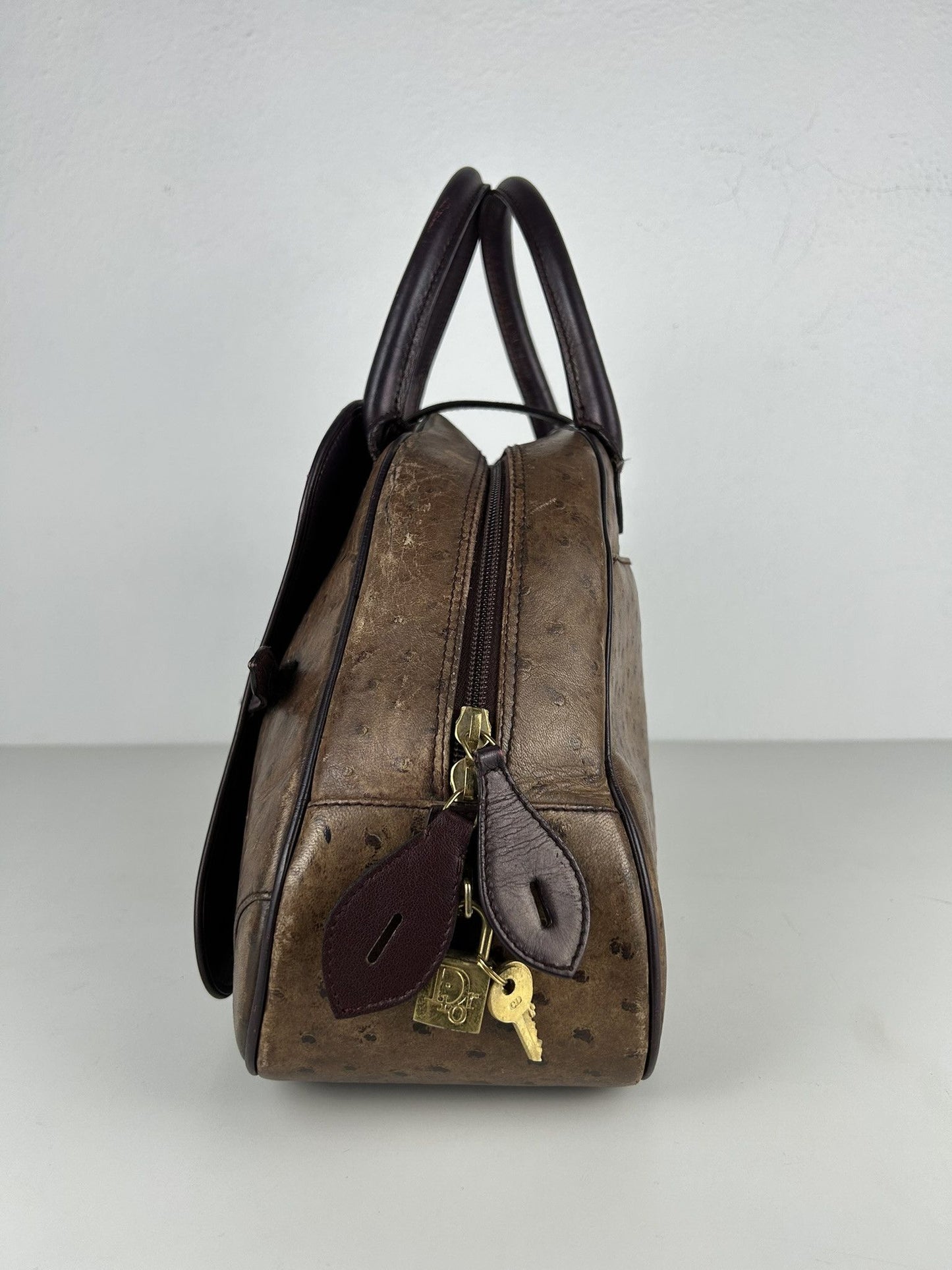 2000 Dior by John Galliano double saddle leather bowling bag