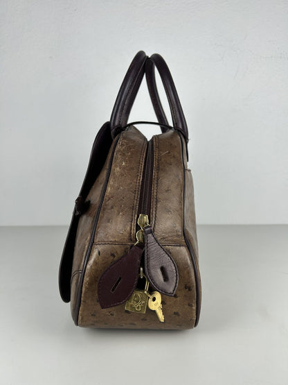 2000 Dior by John Galliano double saddle leather bowling bag