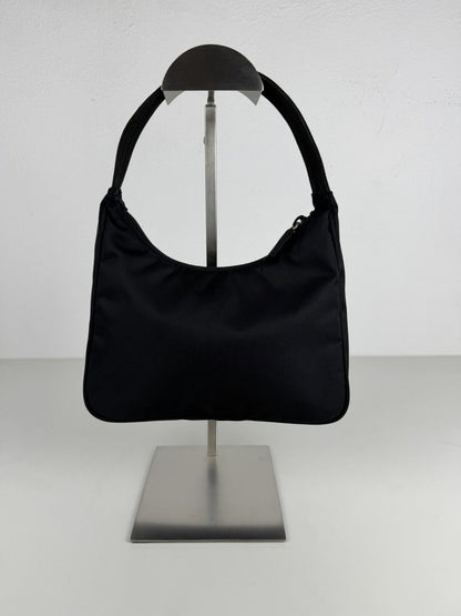 Vintage prada tessuto nylon triangle logo mini hobo bag